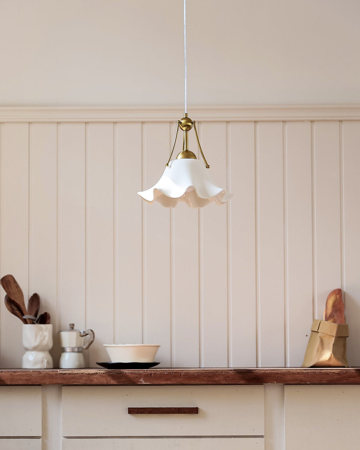 Celisse Curated Hand-Thrown Ceramic Pendant Ligh – illuminated warm ambiance setting