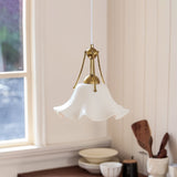 Celisse Curated Hand-Thrown Ceramic Pendant Ligh installed in residential dining space
