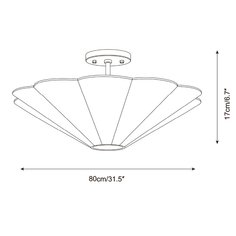 Celora Curated Iron & Glass Flush Mount Ceiling – dimensional scale reference