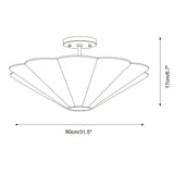 Celora Curated Iron & Glass Flush Mount Ceiling – dimensional scale reference
