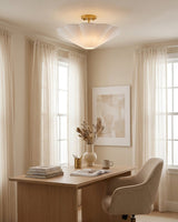 Celora Curated Iron & Glass Flush Mount Ceiling – full fixture elevation view