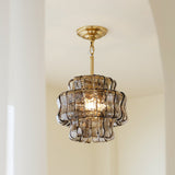 Cendrel Curated Amber Art Glass Flush Mount Ceil – spatial dining room perspective