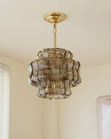 Cendrel Curated Amber Art Glass Flush Mount Ceil – unlit natural material contrast