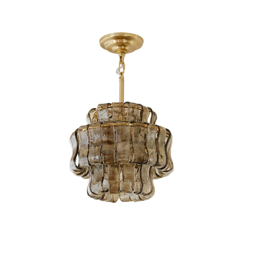 Cendrel Curated Amber Art Glass Flush Mount Ceil – W 33cm x H 27cm  W 12.9 x H 10.6 finish configuration #1 #2