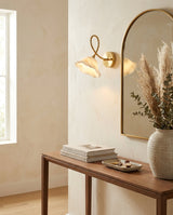 Century Alabaster Curated Alabaster Wall Sconce warm illuminated room view