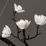 Ceramic Flower Curated Solid Brass Chandelier – unlit natural material contrast