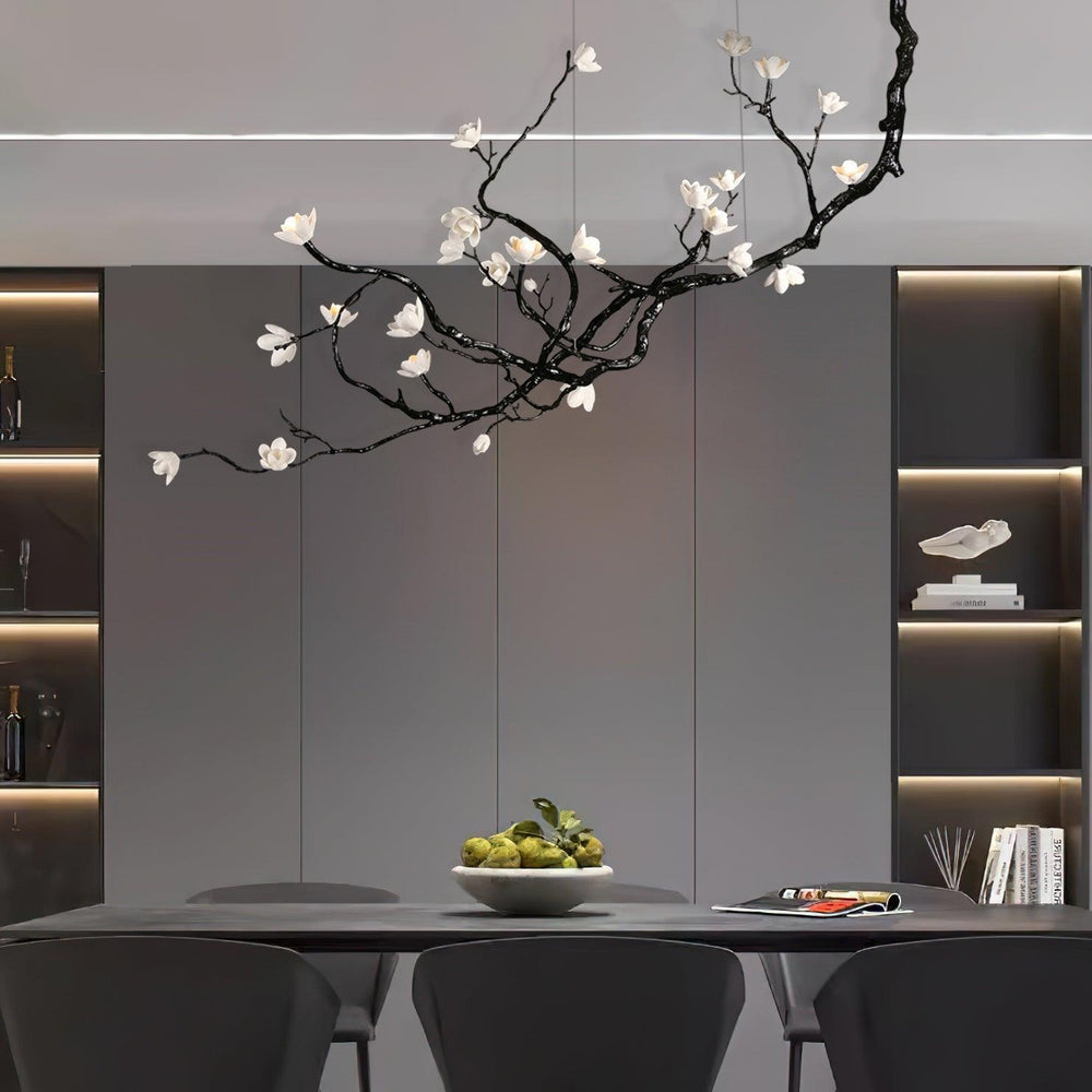 Ceramic Flower Curated Solid Brass Chandelier