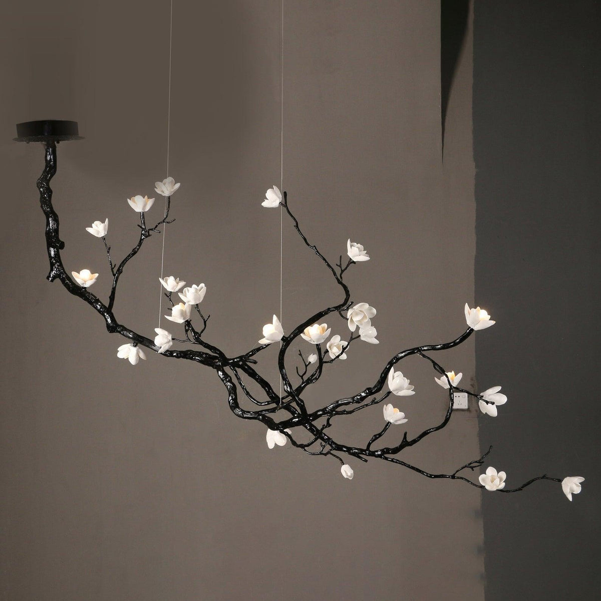 Ceramic Flower Curated Solid Brass Chandelier – L 108 x W 35.4 x H 49.2  L 275cm x W 90c finish configuration