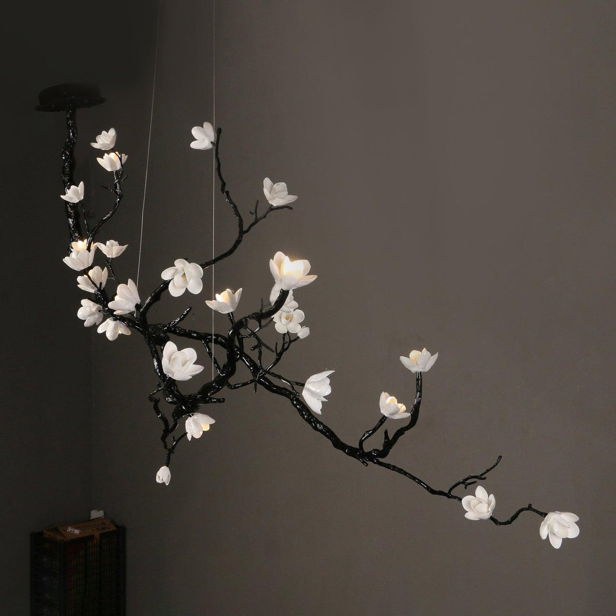 Ceramic Flower Curated Solid Brass Chandelier – L 72.8 x W 35.4 x H 49.2  L 185cm x W 90 finish configuration