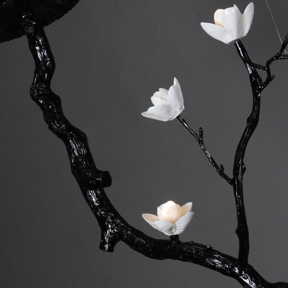 Ceramic Flower Curated Solid Brass Chandelier – dimensional scale reference