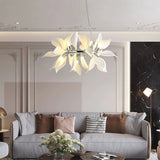 Petala Amber Art Glass Chandelier – unlit natural material contrast