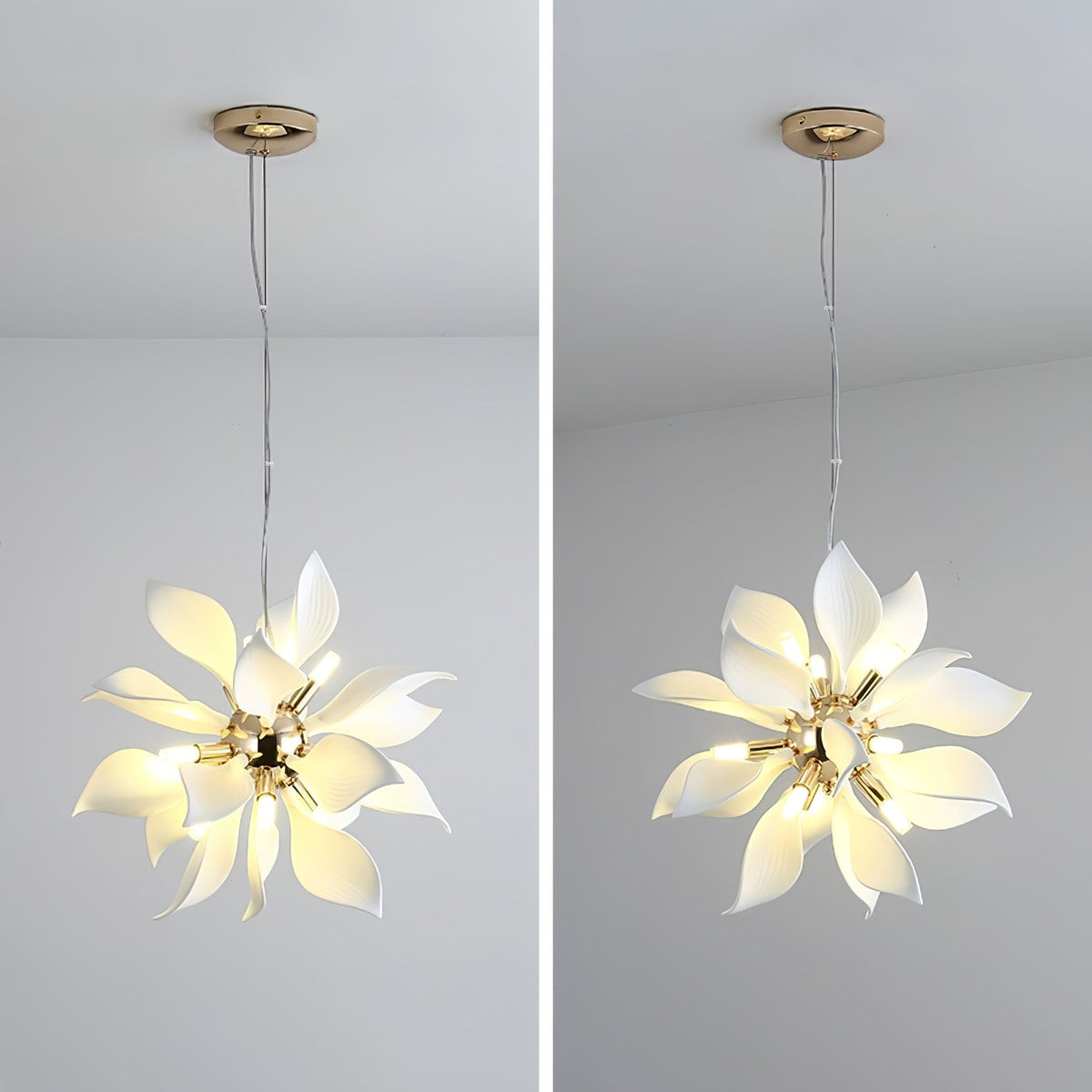 Petala Amber Art Glass Chandelier – full fixture elevation view