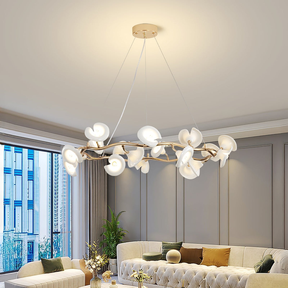 Cerisium Blossom Curated Hand-Thrown Ceramic Cha warm illuminated room view