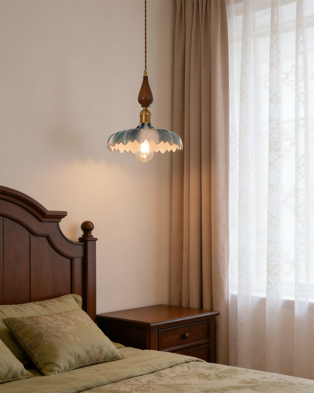 Cerulyn Curated Mouth-Blown Frosted Glass Pendan