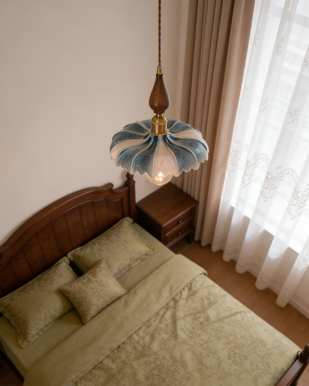 Cerulyn Curated Mouth-Blown Frosted Glass Pendan