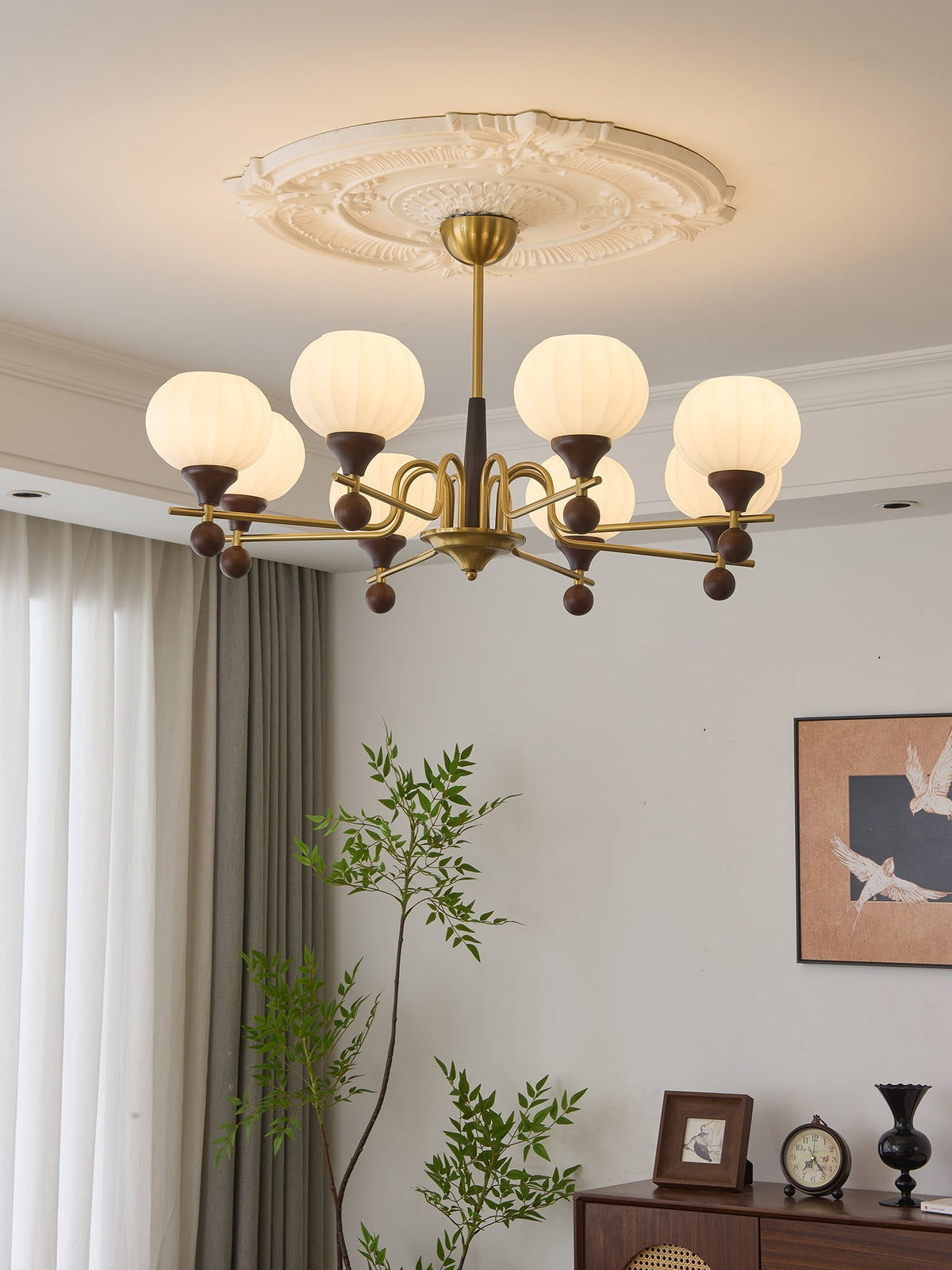 Ceylian Curated Mouth-Blown Frosted Glass Chande – architectural ceiling profile