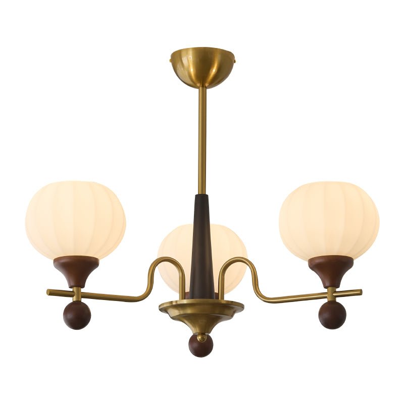 Ceylian Curated Mouth-Blown Frosted Glass Chande – illuminated warm ambiance setting #1