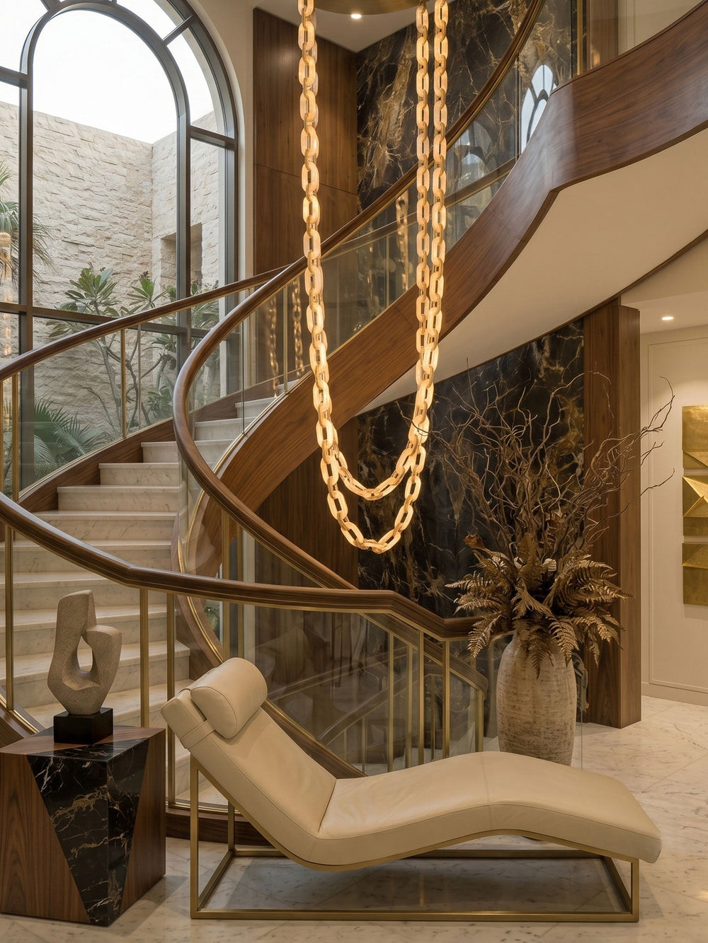 Chain Link Curated Alabaster Chandelier