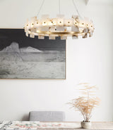 Alabaster Halo Curated Alabaster Chandelier – side angled contour profile