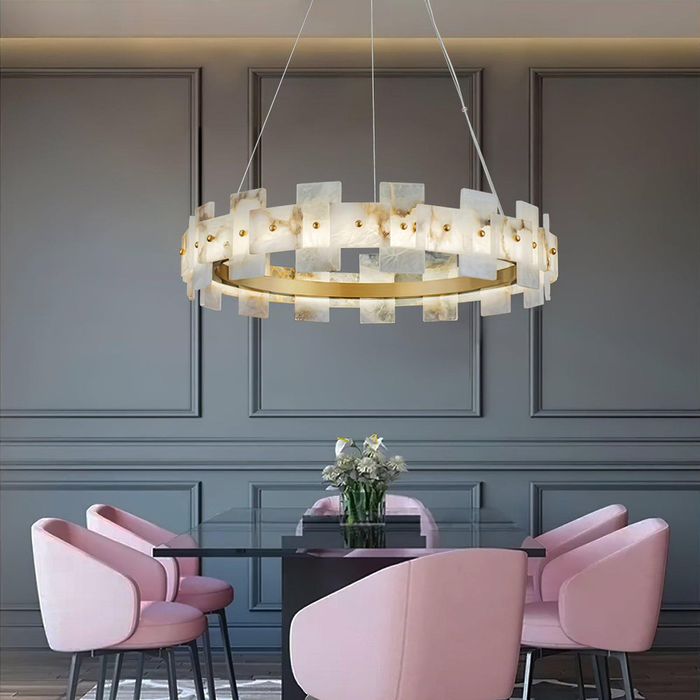 Alabaster Halo Curated Alabaster Chandelier
