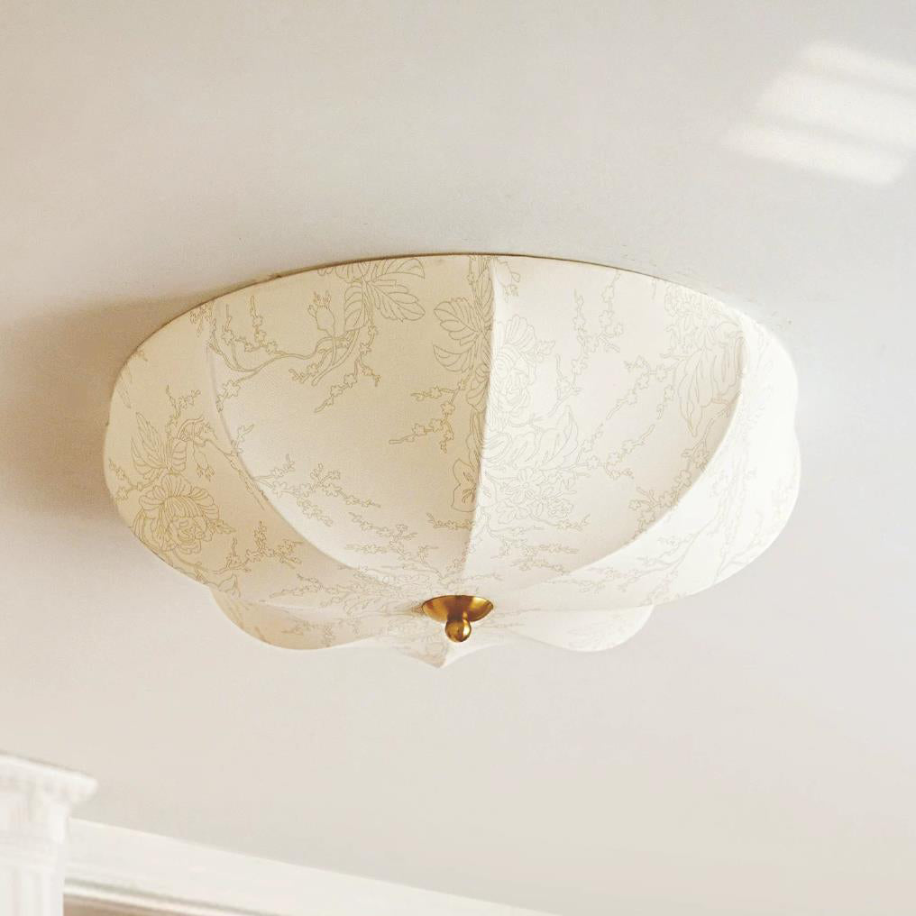 Chantoria Curated Iron & Glass Flush Mount Ceili – side angled contour profile