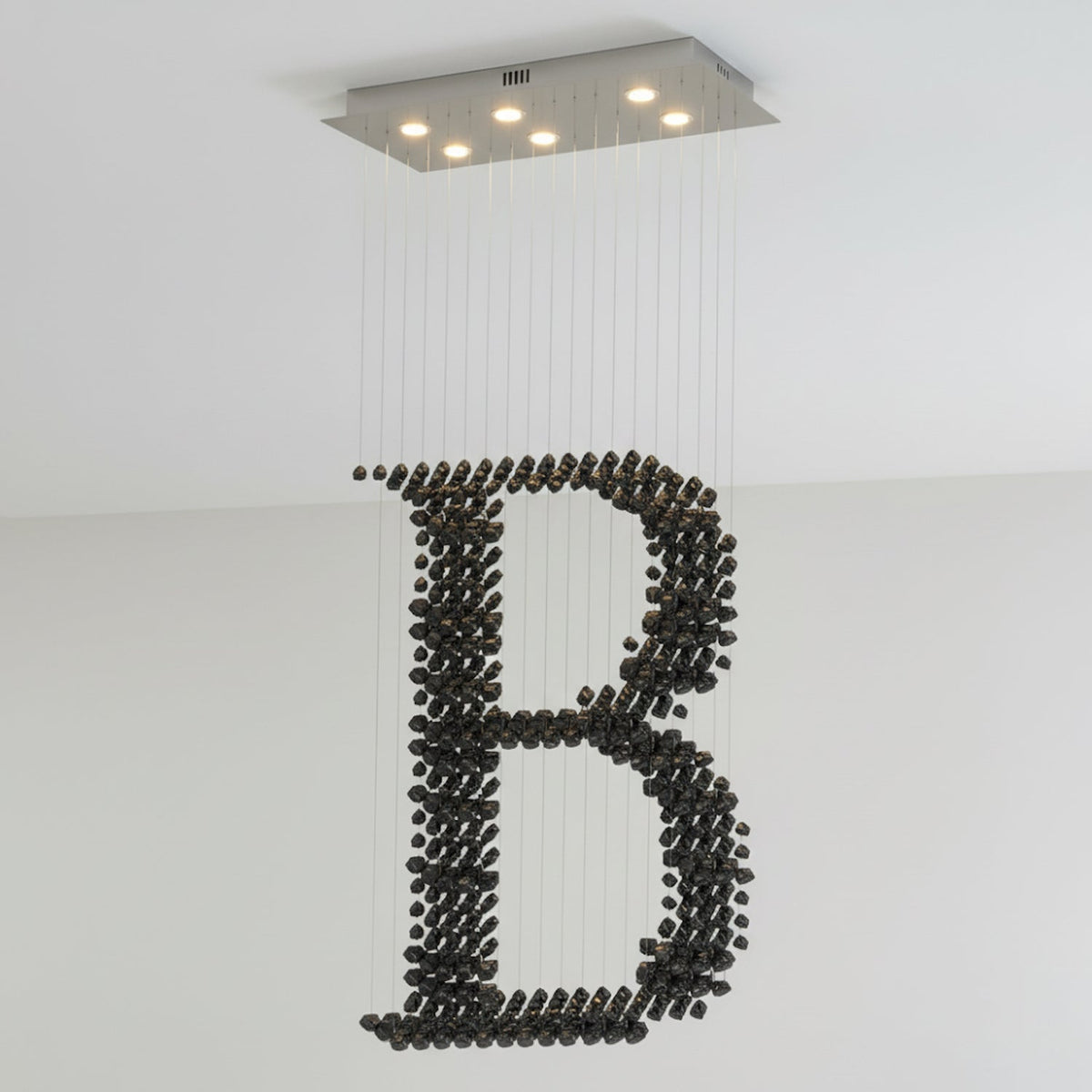 Charcoal Sculptural Chandelier (Model B) - Angle 9
