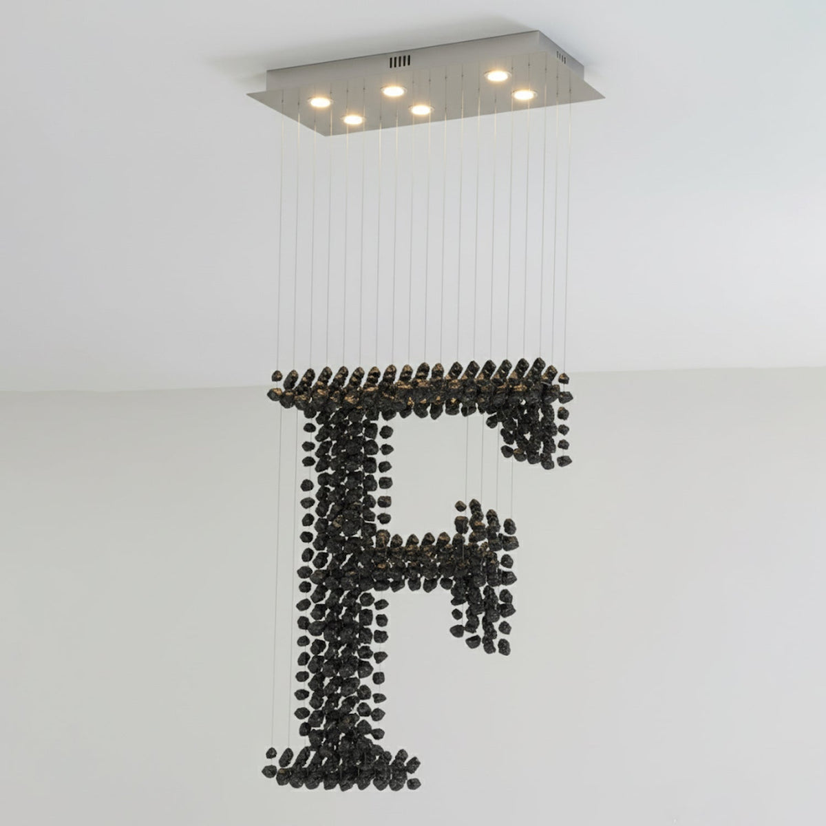 Charcoal Sculptural Chandelier (Model F) - Angle 8