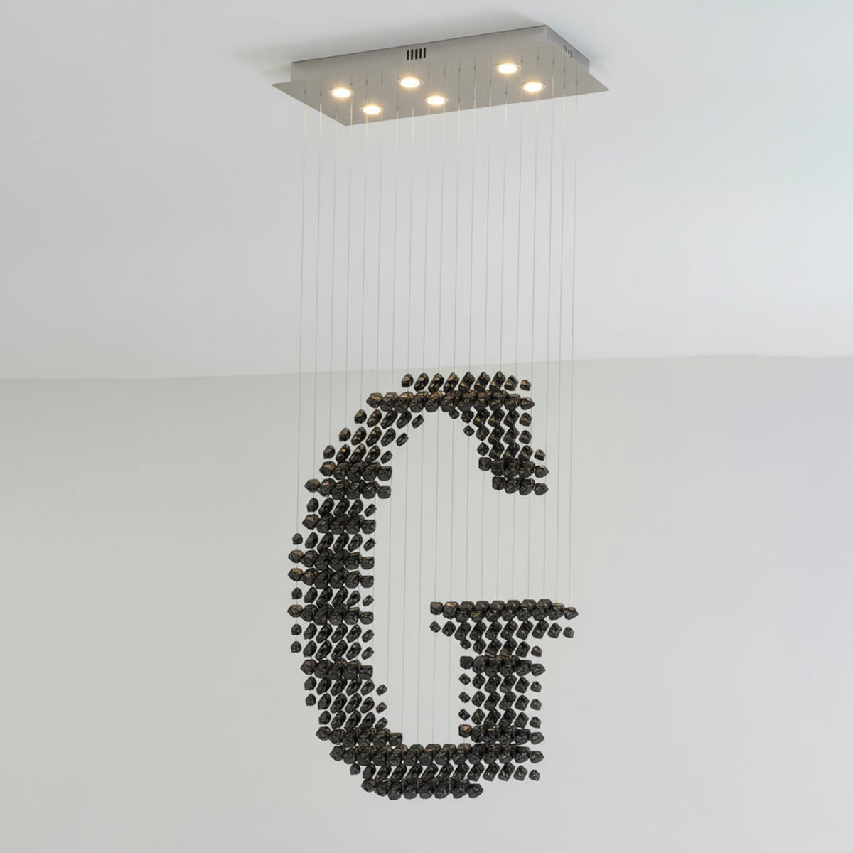 Charcoal Chandeliers G Curated Iron & Glass Chan – L 39.4 x W 13.8 x H 98.4  L100cm x W 35c finish configuration