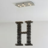 Charcoal Chandeliers H Curated Iron & Glass Chan – L 39.4 x W 13.8 x H 98.4  L100cm x W 35c finish configuration