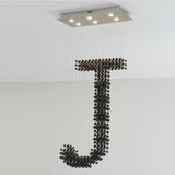 Charcoal Chandeliers J Curated Iron & Glass Chan – L 39.4 x W 13.8 x H 98.4  L100cm x W 35c finish configuration