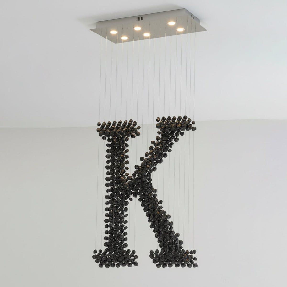 Charcoal Chandeliers K Curated Iron & Glass Chan – L 39.4 x W 13.8 x H 98.4  L100cm x W 35c finish configuration