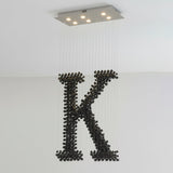 Charcoal Chandeliers K Curated Iron & Glass Chan – L 39.4 x W 13.8 x H 98.4  L100cm x W 35c finish configuration