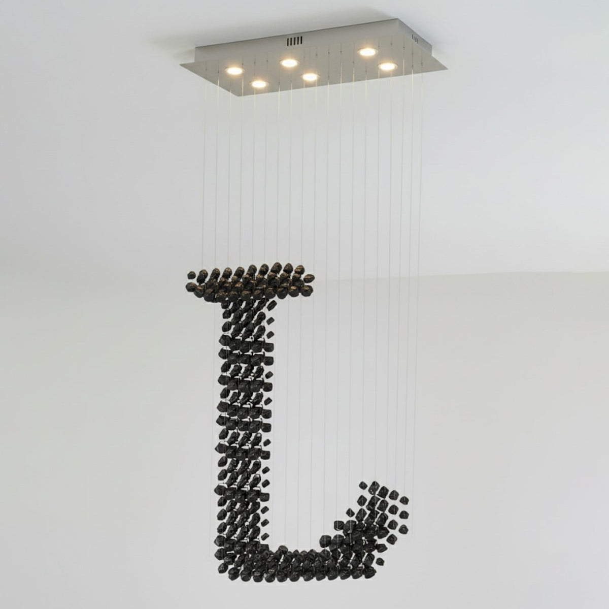 Charcoal Chandeliers L Curated Iron & Glass Chan – L 39.4 x W 13.8 x H 98.4  L100cm x W 35c finish configuration