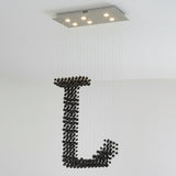 Charcoal Chandeliers L Curated Iron & Glass Chan – L 39.4 x W 13.8 x H 98.4  L100cm x W 35c finish configuration