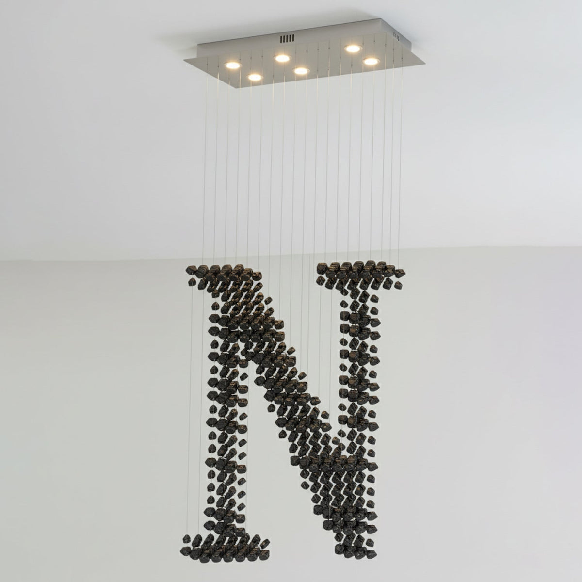Charcoal Chandeliers N Curated Solid Hardwood Ch – L 39.4 x W 13.8 x H 98.4  L100cm x W 35c finish configuration