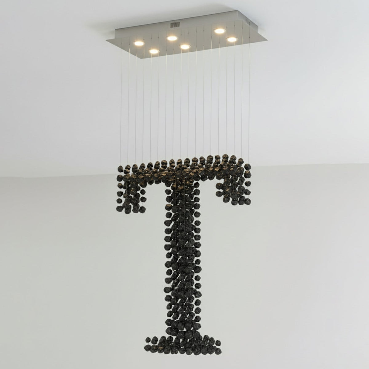 Charcoal Chandeliers T Curated Iron & Glass Chan – L 39.4 x W 13.8 x H 98.4  L100cm x W 35c finish configuration