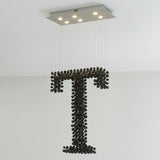 Charcoal Chandeliers T Curated Iron & Glass Chan – L 39.4 x W 13.8 x H 98.4  L100cm x W 35c finish configuration