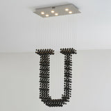Charcoal Chandeliers U Curated Iron & Glass Chan – L 39.4 x W 13.8 x H 98.4  L100cm x W 35c finish configuration
