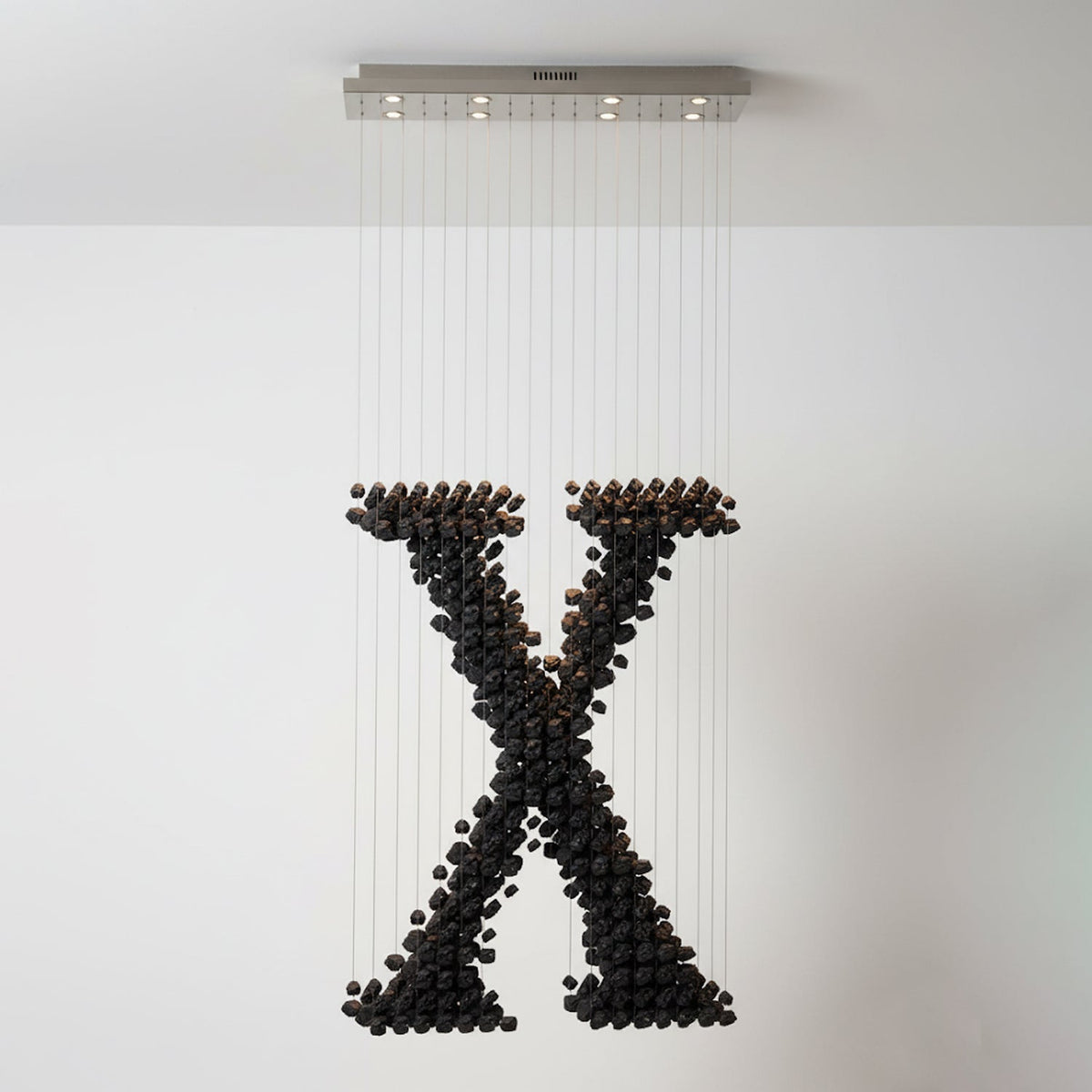 Charcoal Chandeliers X Curated Iron & Glass Chan – L 39.4 x W 13.8 x H 98.4  L100cm x W 35c finish configuration