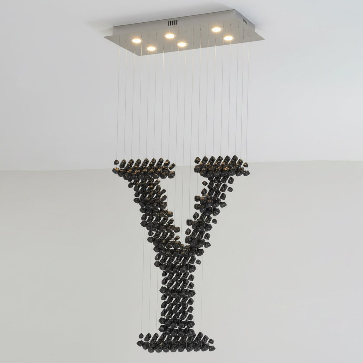 Charcoal Sculptural Chandelier (Model Y) - Angle 7