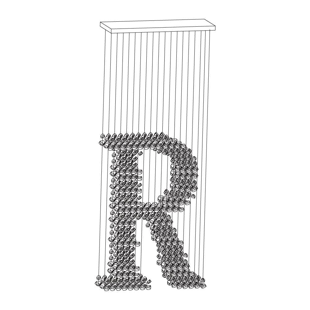 Charcoal Sculptural Chandelier (Model R) - Angle 10