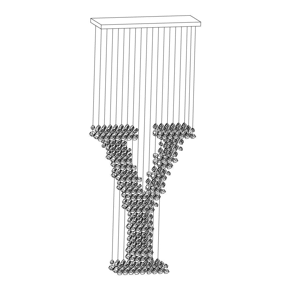 Charcoal Sculptural Chandelier (Model Y) - Angle 5