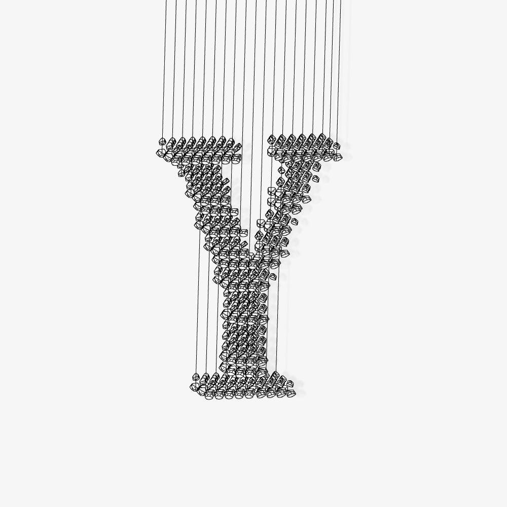 Charcoal Sculptural Chandelier (Model Y) - Angle 6