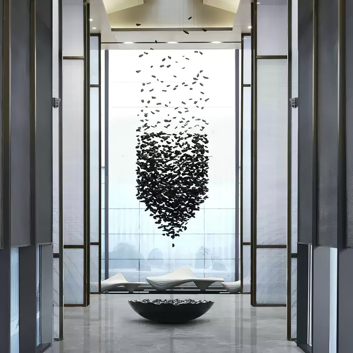 Black Stones Chandeliers Curated Iron & Glass Ch installed in residential dining space