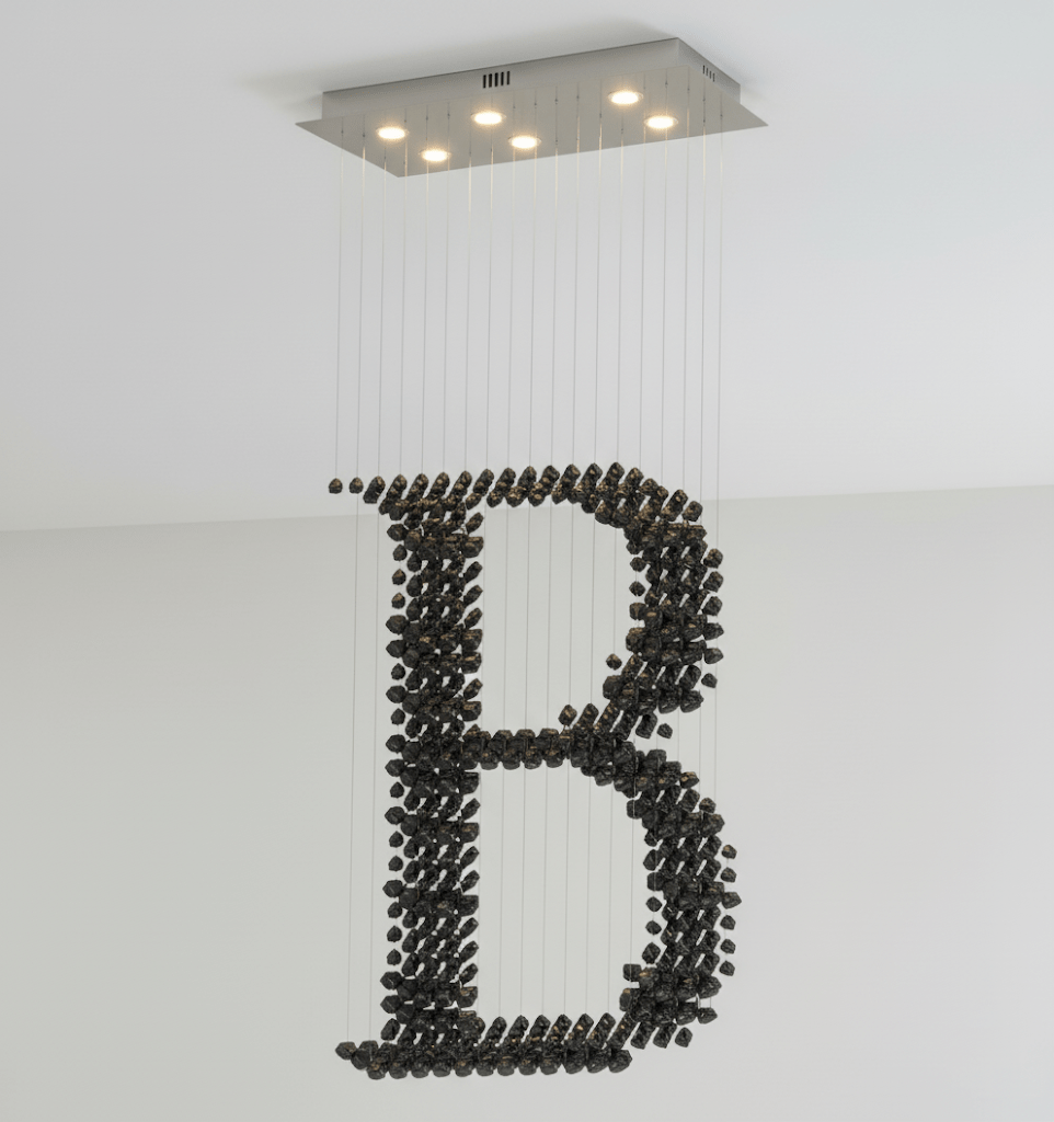 Charcoal Sculptural Chandelier (Model B) - Angle 8
