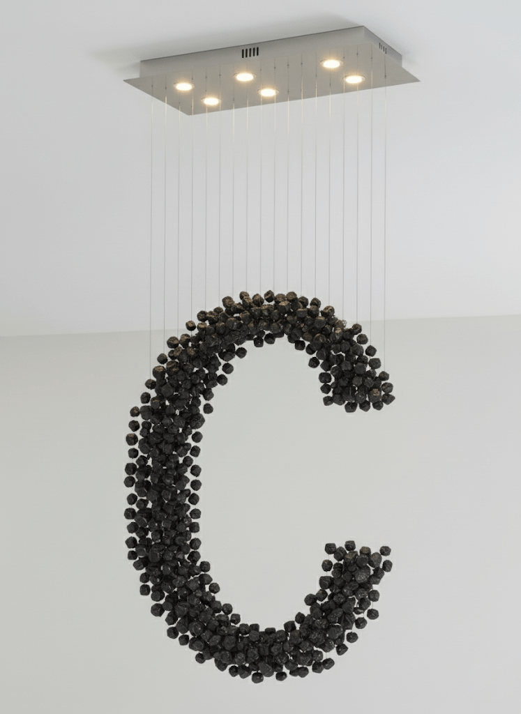 Charcoal Sculptural Chandelier (Model C) - Angle 7