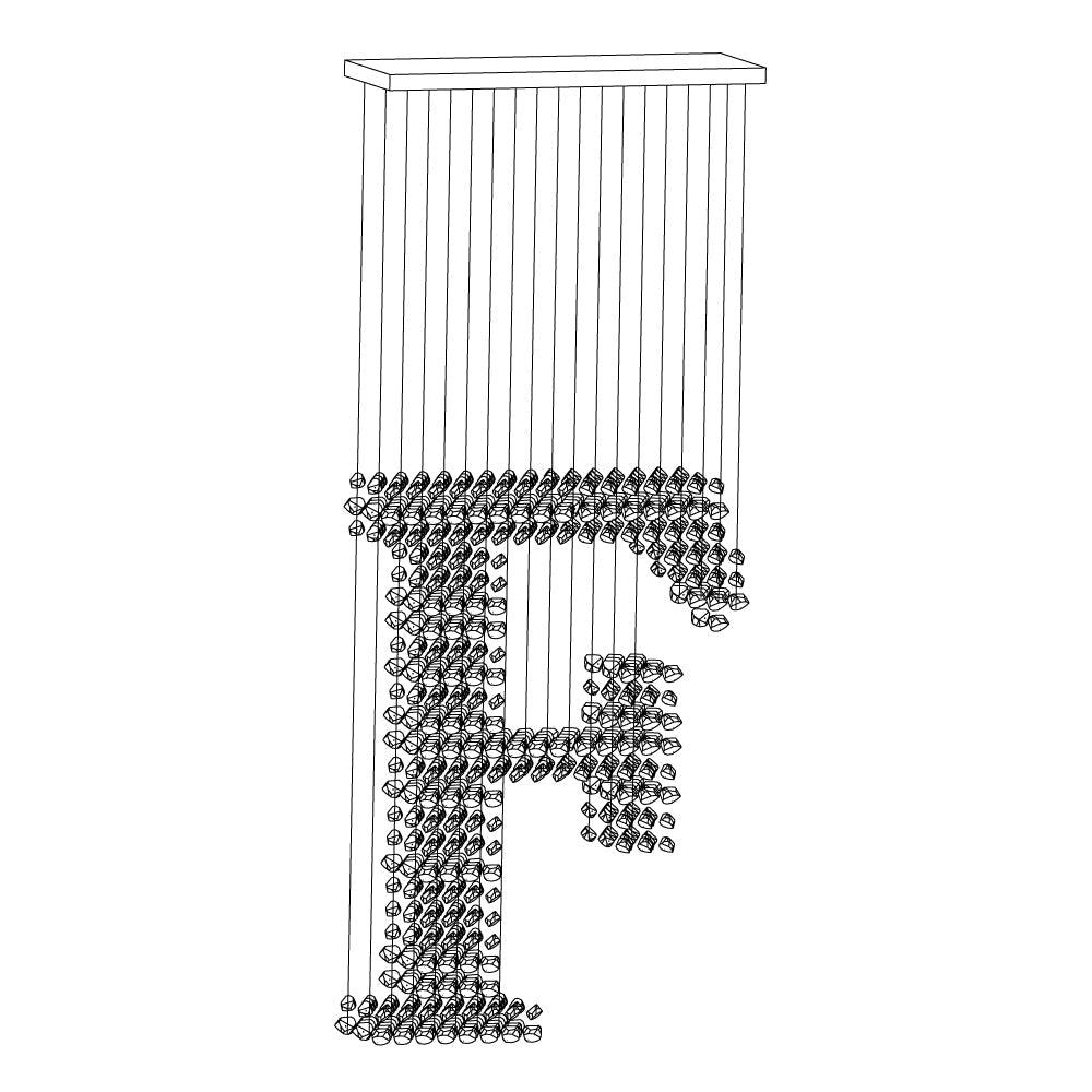 Charcoal Sculptural Chandelier (Model F) - Angle 7