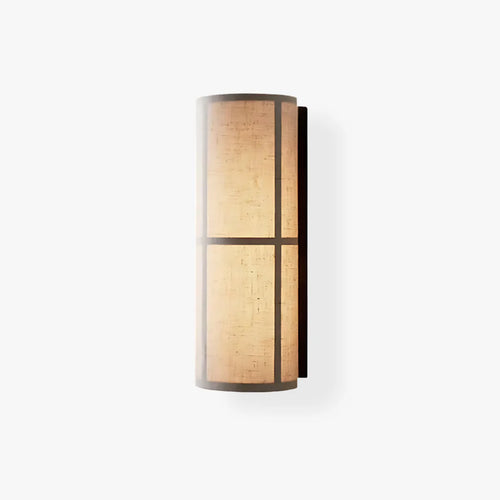 Spanish Alabaster Wall Lamp | Cylindrical Linen Fabric Wall Lamp | Wabi-Sabi Designer Sconce | JINSHE | JINSHE