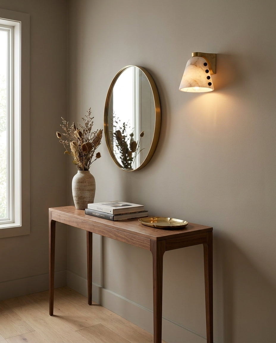 Cicero Alabaster Curated Alabaster Wall Sconce – spatial dining room perspective
