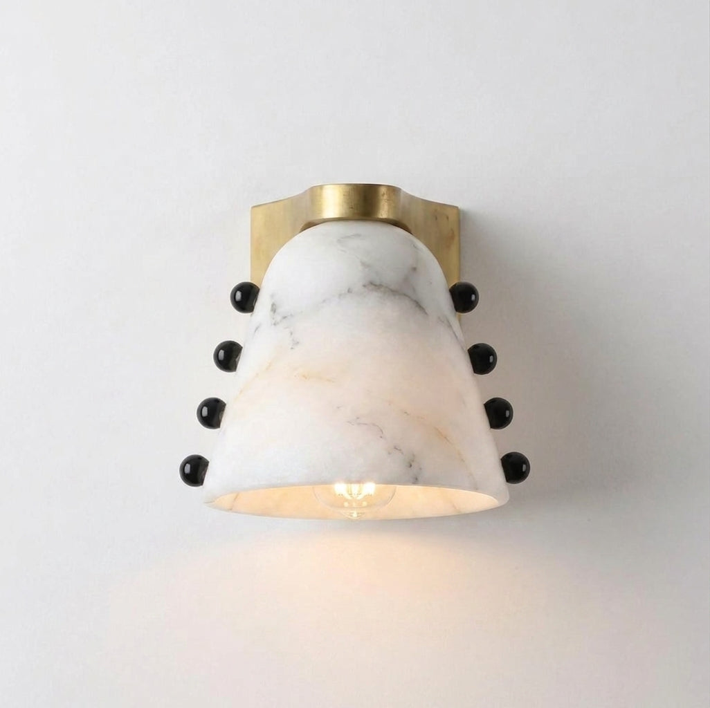 Cicero Alabaster Curated Alabaster Wall Sconce installed in residential dining space